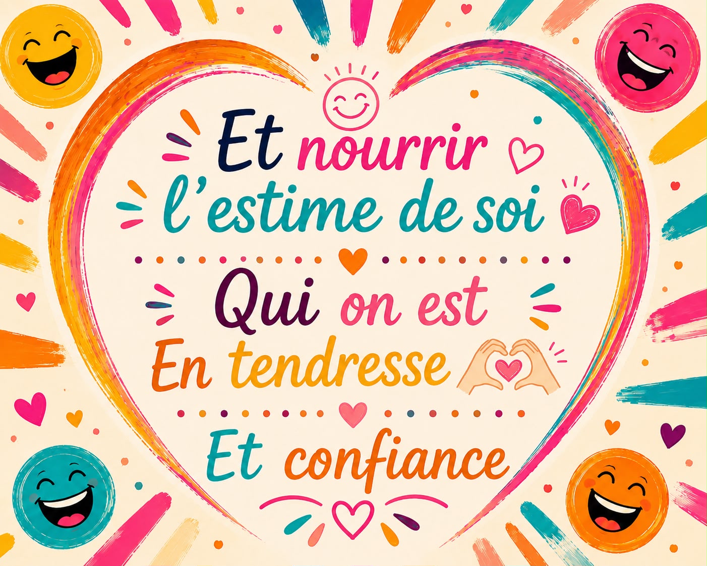 Et nourrir l'estime de soi, Qui on est, En tendresse Et confiance